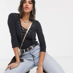Free People Ice Cold Lace-Up Top